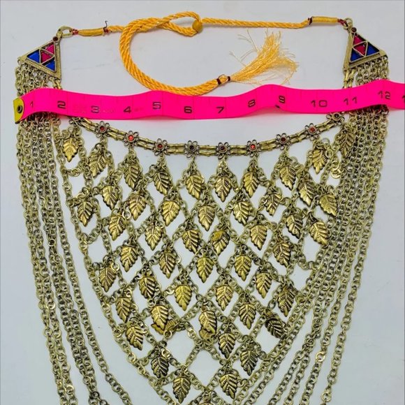 Multi Strands Bib Necklace, Gypsy Silver Kuchi Bohi Bib Necklace - Picture 10 of 12